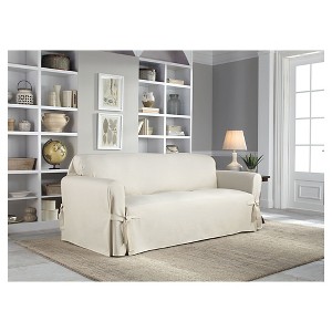 Natural Relaxed Fit Duck Furniture Sofa Slipcover - Serta