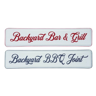 Transpac Tin Backyard BBQ Sign Set of 2 Spring Home Decorations