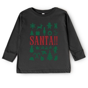 Santa Christmas Icons - Toddler Long Sleeve Graphic Tee and Youth Long Sleeve Graphic T-Shirt - 1 of 3
