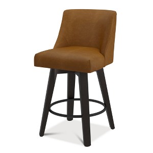 Dyonery Single Swivel Bar Stool with Back & Footrest, 26 Inch Counter Height Barstool for Kitchen Island - 1 of 4