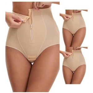 INSPIRE CHIC Women's 3 Packs Hook Zipper Front Closure Slimming Waist Butt Lifter Control Panties Briefs - 1 of 4