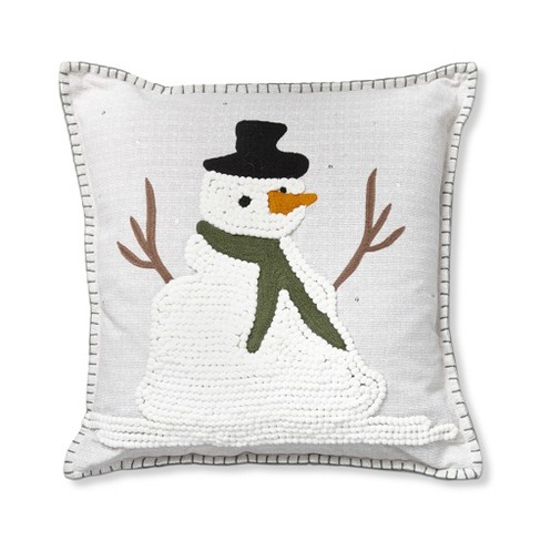 Tag 18 x 18 Winter Fresh Balsam Snowman Cotton Accent Decorative Throw Pillow Poly Filled Insert Square Embroidered Cording Details Target