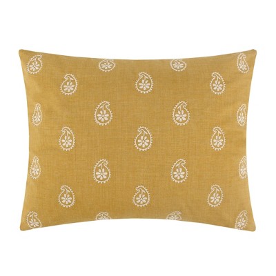 Khotan Red Embroidered Mustard Pillow - Levtex Home