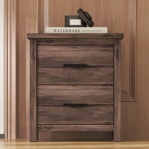 FONTOI Country Style Nightstand with 3 Drawers, Side Table with Storage Cabinet for Bedroom, Walnut, 15.7"*21.3"*19.1" - 1 of 4