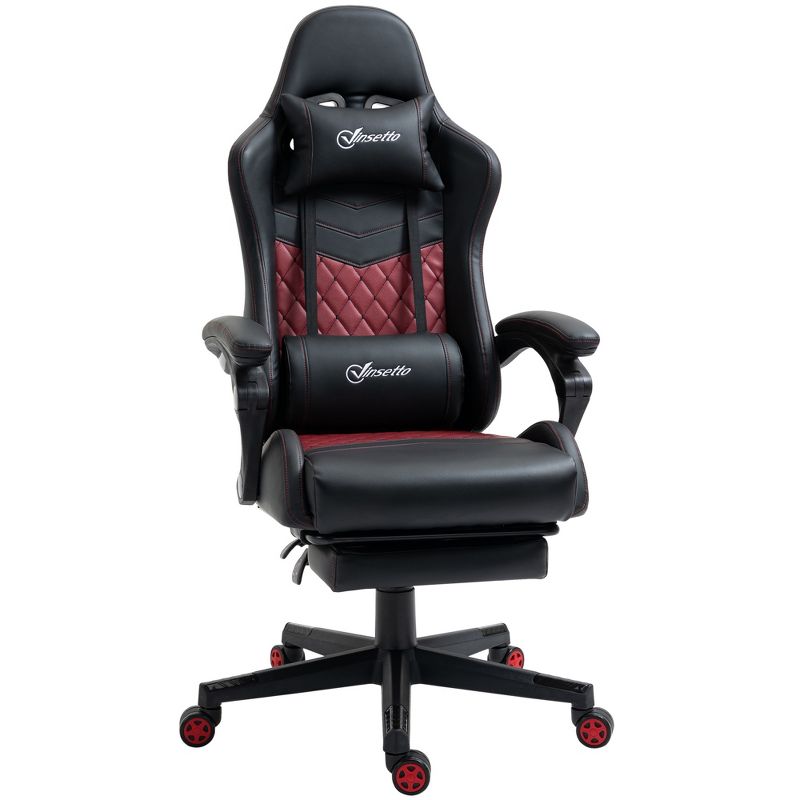 Vinsetto Racing Gaming Chair Diamond PU Leather Office Gamer Chair High Back Swivel Recliner with Footrest, Lumbar Support, Adjustable Height, 5 of 10