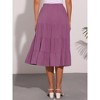 INSPIRE CHIC Women's Midi Solid Elastic Waist Flare Tiered A-Line Skirt with Pockets - 4 of 4