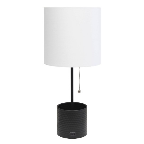 Hammered Metal Organizer Table Lamp, Table Lamp With Usb Port Target