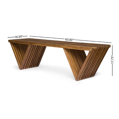Esme Teak Finish Outdoor Acacia Wood Bench