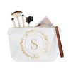 Gold Initial Personalized Makeup Bag for Women, Monogrammed Canvas Cosmetic Pouch (White, 10 x 3 x 6 In) - 4 of 4