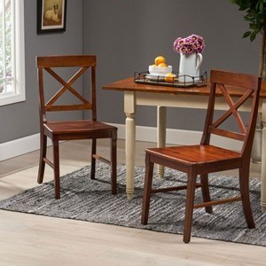 NicBex Set of 2 Mid Century Acacia Wood Armless Dining Chairs with X-Shaped Backrest,Farmhouse Accent Chairs for Dining Room,Kitchen - 1 of 4