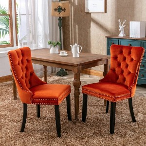 NicBex Set of 2 Modern Velvet Dining Chairs with High-Back Tufted Design,Armless Chairs with Solid Wood Legs for Kitchen,Living Room - 1 of 4