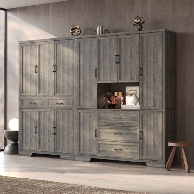 FUFU&GAGA Multifunctional Modular Storage Cabinet Bookcase Display Cabinet with Adjustable Shelving, Drawers & Safety Features