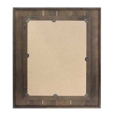 Rustic Rectangular Natural Wood Wall Mirror with Mounting Brackets