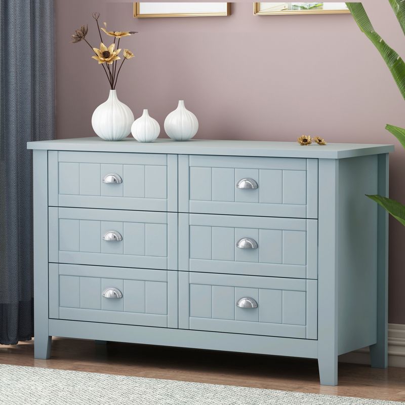 Modern 4/6 Drawer Dresser with Wooden Legs and Vintage Shell Handles - ModernLuxe, 1 of 13