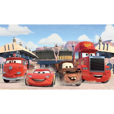 6'x10.5' XL Cars Friends To The Finish Chair Rail Prepasted Mural Ultra Strippable - RoomMates