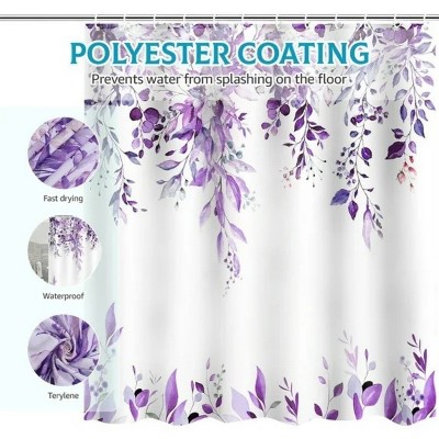 LunaLulinlk Purple Eucalyptus Fabric Shower Curtain
