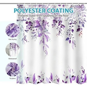 LunaLulinlk Purple Eucalyptus Fabric Shower Curtain - 1 of 4