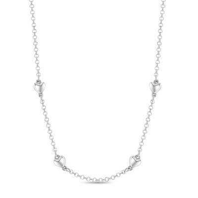Girls' Multi Puffed Hearts Link Sterling Silver Necklace - In Season Jewelry