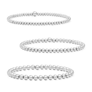 Pure Collection by Ross-Simons Italian Sterling Silver Jewelry Set: 3 3-5mm Bead Stretch Bracelets - 1 of 4