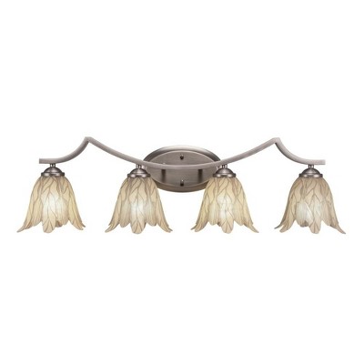 Toltec Lighting Zilo 4 - Light Vanity in  Graphite with 7" Vanilla Leaf Shade