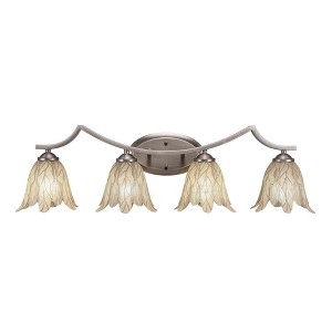 Toltec Lighting Zilo 4 - Light Vanity in  Graphite with 7" Vanilla Leaf Shade - 1 of 1