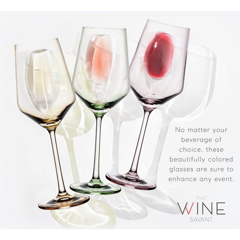 The Wine Savant Italian Colored Crystal Wine Glasses, Perfect for All Celebrations, Unique Style & Home Decor - 6 pk, 4 of 7