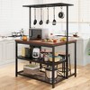 Kitchen Island with Storage, Bakers Rack with Power Outlet, Island Table for Kitchen,3 Tier Microwave Stand Oven Shelf,Large Coffee Bar Table - image 2 of 4