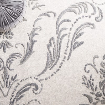 Ivory and Grey Hand-Tufted Wool Floral 4' x 6' Area Rug