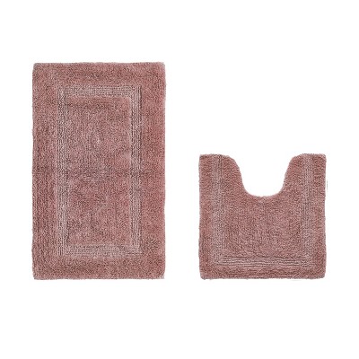 Lux Premium 100% Cotton Tufted Solid Reversible 2 Piece Bath Rug Set – Ultra-Soft, Water-Absorbent, Durable, Machine Washable Bathroom Rug
