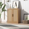 36"x31"x16" Wood Grain Buffet Cabinet, Storage Organizer with Adjustable Shelves and Rattan Doors for Kitchen Bedroom Living/Dinning Room - 2 of 4