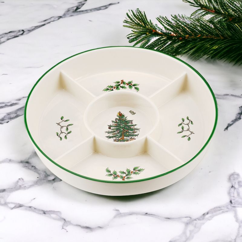 Spode Christmas Tree 5-Section Hors D'oeuvres Low Platter, 10 inch, 2 of 6