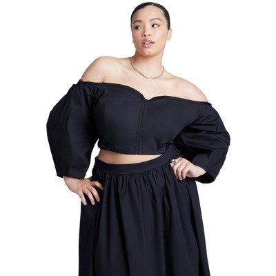 ELOQUII Off The Shoulder Sweetheart Neckline Top