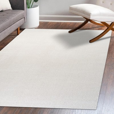 Cream Solid Synthetic Reversible 9' x 12' Area Rug
