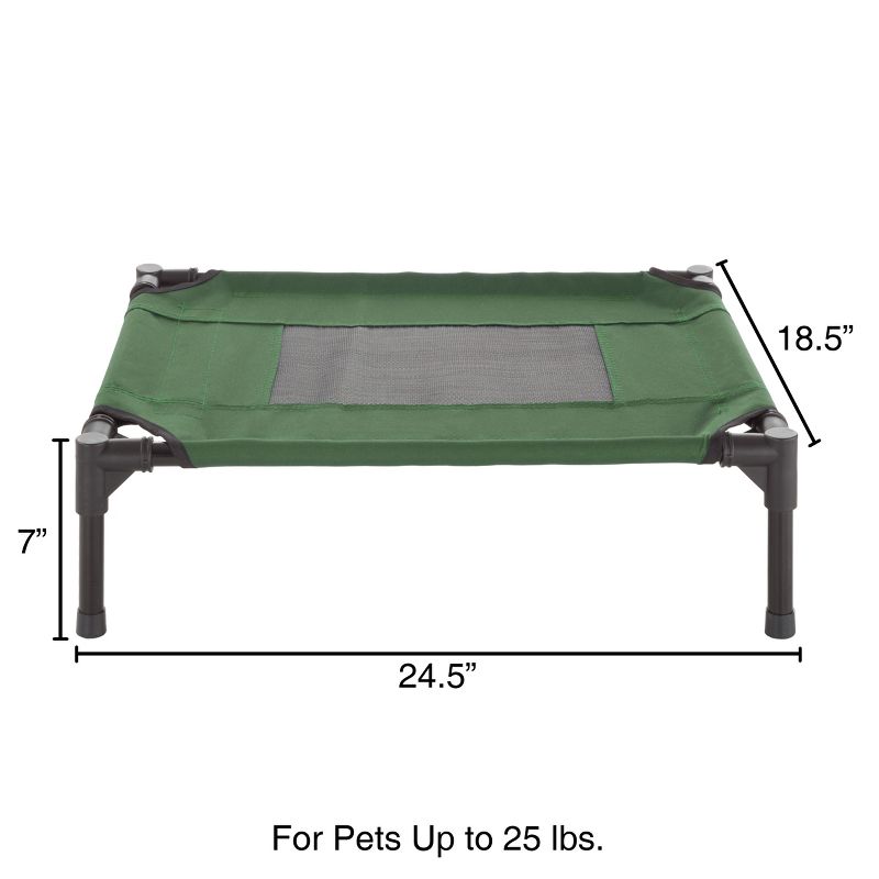 Elevated Dog Bed – 24.5x18.5 Portable Bed for Pets with Non-Slip Feet – Indoor/Outdoor Dog Cot or Puppy Bed for Pets up to 25lbs by Petmaker (Green), 2 of 9