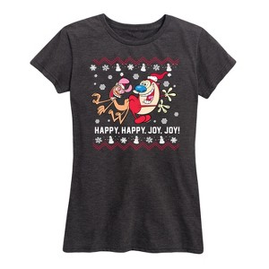 Women's - Ren & Stimpy - Happy Happy Joy Joy Short Sleeve Graphic T-Shirt - 1 of 4