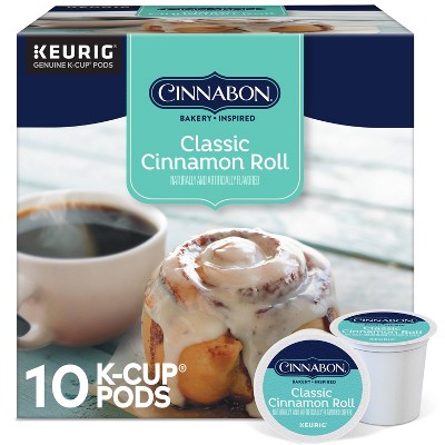 Cinnabon Classic Cinnamon Roll Flavored Keurig K-Cup Medium Roast Coffee Pods -10ct