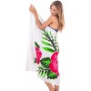 LA LEELA Women's Holiday Beachwear Pareo Long Swimsuit Wrap Sarong Swimwear Cover up Wraps One Size White, Floral - 3 of 4