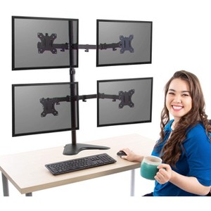 Quadruple Monitor Mount  Freestanding Monitor Arm with 4 Adjustable VESA Mounts  Black  Stand Steady - 1 of 4