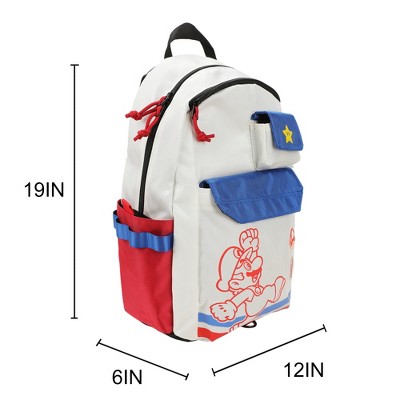 Super Mario Bros Mario Jump Pose 19" White Backpack — фото 4