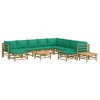 vidaXL Garden Lounge Set Natural Bamboo, Green Cushions Bamboo, Polyester - 3 of 4