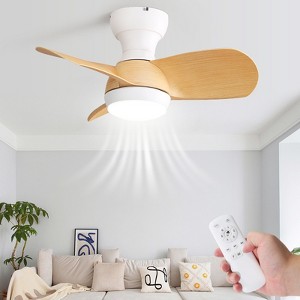 23 Inch Flush Mount Ceiling Fan with Light and Remote Mini Bedroom Ceiling Fans Quiet Reversible Fan Dimmable LED 3 ABS Blades Fan - 1 of 4