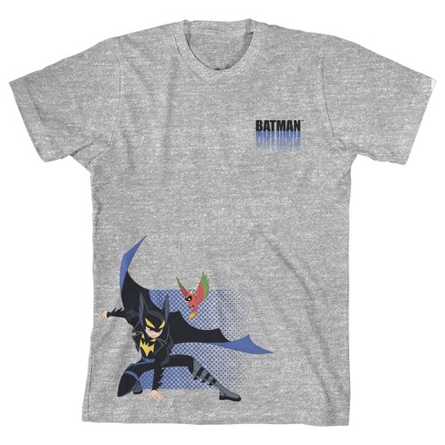 DC Comic Book Batman Corner Placement Youth Boys Heather Grey Graphic Tee Shirt XL