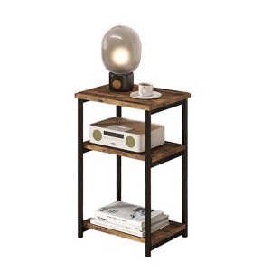 3 Tier End Table, Tall Side Table w/Metal Frame, Sofa Couch Tables w/Storage for Living Room, Night Stand Storage Shelf for Bedroom, Bathroom - 1 of 4