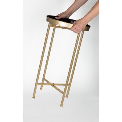 Celia Black and Gold Round Metal Foldable Tray Table