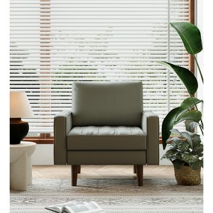Tree City - 32'' Faux Leather Tufted Square Accent Armchair - Modern Chair for Living Room, Bedroom, Office & Small Spaces - 1 of 4