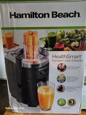 Hamilton Beach HealthSmart Juicer Machine, Compact Centrifugal Extractor,  2.4” Feed Chute for Fruits and Vegetables, Easy to Clean, BPA Free, 400W