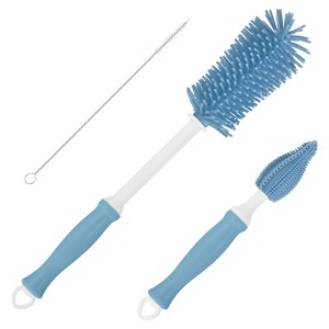 Unique Bargains 360 Rotation Straight Handle Silcone Bottle Cleaning Brush 1 Set - 1 of 4