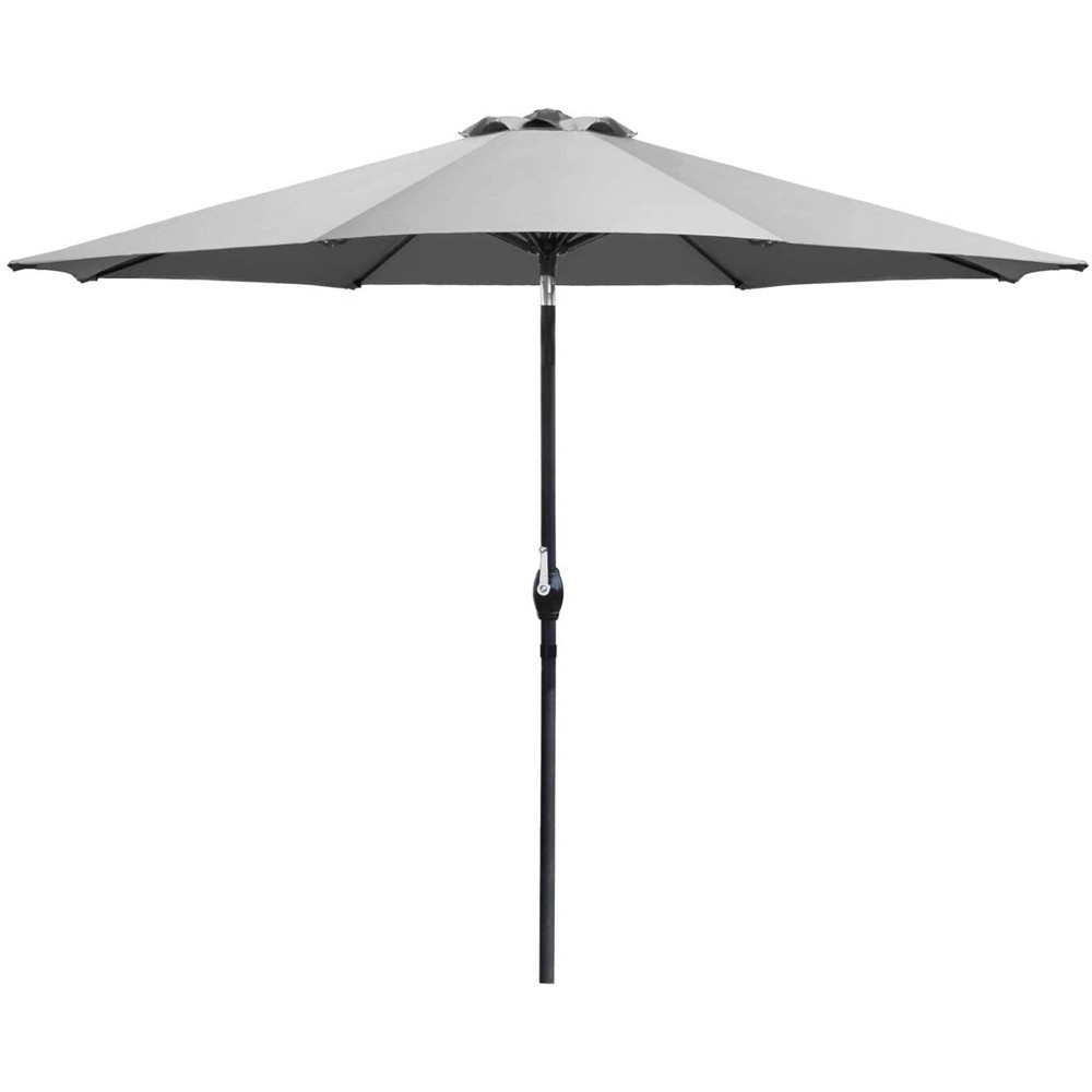 Photos - Parasol 9' x 9' Outdoor Market Patio Umbrella with Push Button Tilt Gray - Devoko