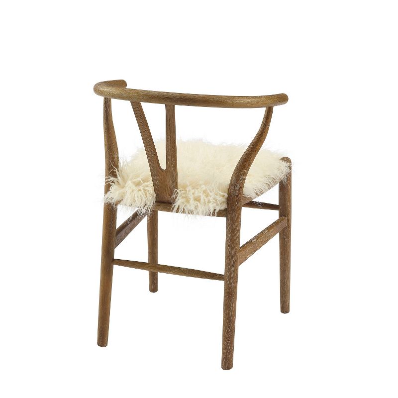 Ellis Mid-Century Wishbone Faux Fur Dining Chair White - Linon, 5 of 12