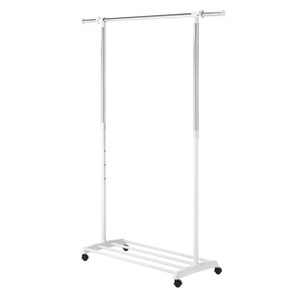 Whitmor Adjustable Garment Rack White: Steel Frame, No Assembly, Closet & Wardrobe Hanging, White Rolling Rack - 1 of 4